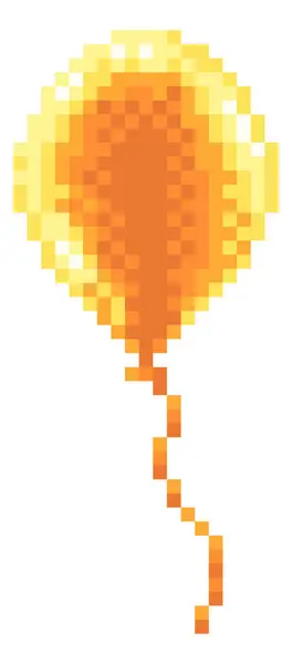 Balloon Icon Retro Pixel Art Bit Arcade Video Game Style Stok Vektor Bebas Royalti