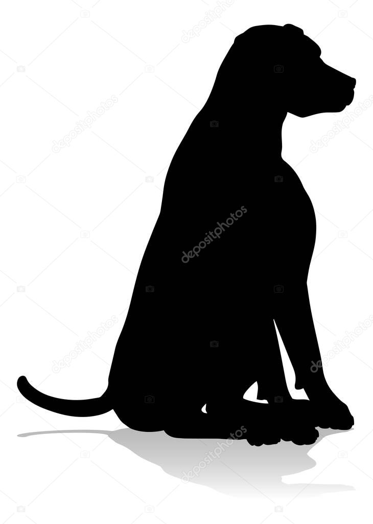 A detailed animal silhouette of a pet dog