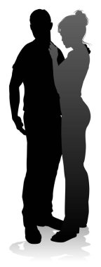 People silhouette of a young man and woman, probably a couple or husband and wife clipart