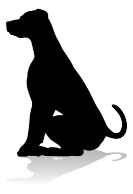 A detailed animal silhouette of a pet dog clipart