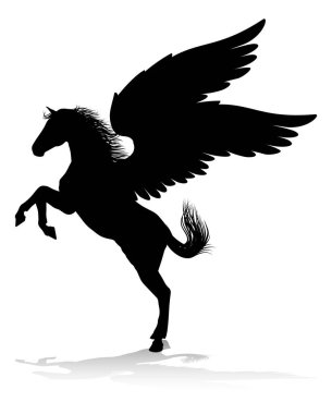 A Pegasus silhouette mythological winged horse graphic clipart