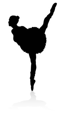 Ballet dancer in silhouette dancing in pose or position clipart