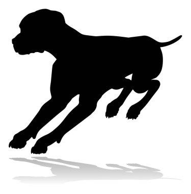 A detailed animal silhouette of a pet dog