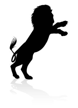 A male lion safari animal in silhouette