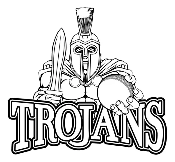 Spartansk Eller Trojansk Kriger Cricket Sport Maskot Holder Bold – Stock-vektor