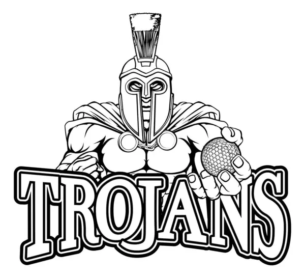 Spartan Trojan Warrior Golf Sports Mascot Holding Ball — Stock Vector