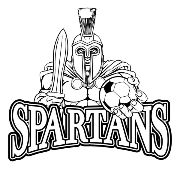 Spartan Trojan Warrior Soccer Football Sports Mascot Holding Ball — Stock Vector