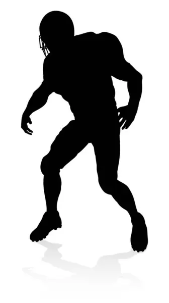 Detailed American Football Player Sports Silhouette — Stock Vector