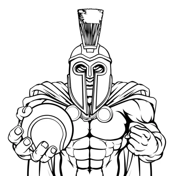 Спартанский Троянский Воин Теннис Талисман Держащий Мяч — стоковый вектор