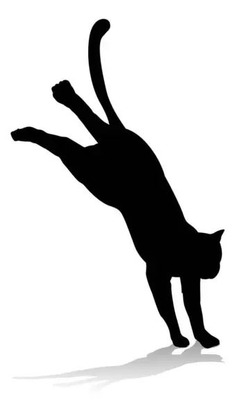 Ett Djur Silhuett Sällskapsdjur Katt — Stock vektor
