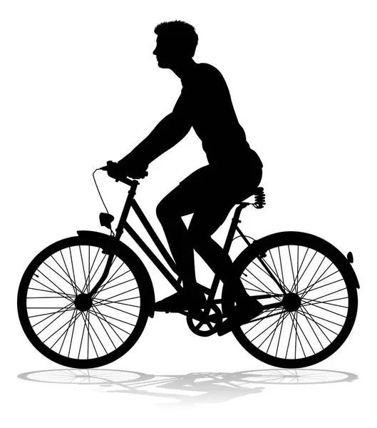 Ein Fahrrad Das Fahrrad Fährt Radfahrer Silhouette — Stockvektor