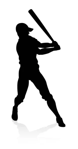 Baseball Spelare Sport Utgör Detaljerad Siluett — Stock vektor