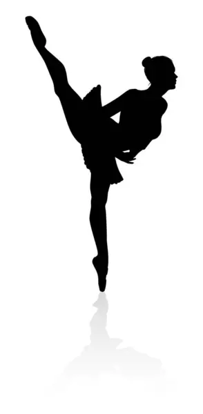 Танцовщица Балета Силуэте Танцует Позе — стоковый вектор