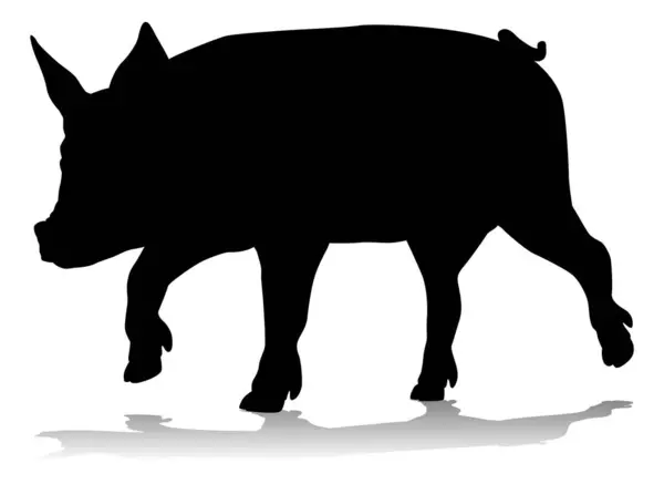 Свиной Силуэт Животного Рисунка — стоковый вектор