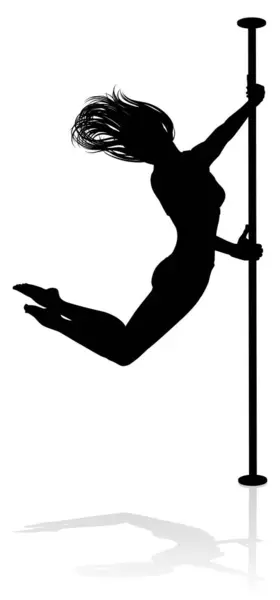 Woman Pole Dancer Exercising Fitness Silhouette Stock Vector