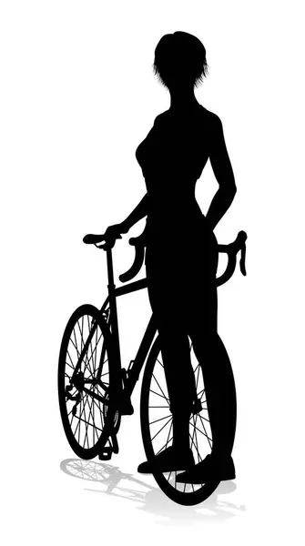 Seorang Pengendara Sepeda Wanita Bersepeda Dalam Siluet Stok Ilustrasi Bebas Royalti