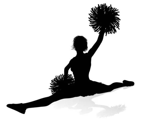 Cheerleader Detailed Silhouette Pompoms Royalty Free Stock Vectors
