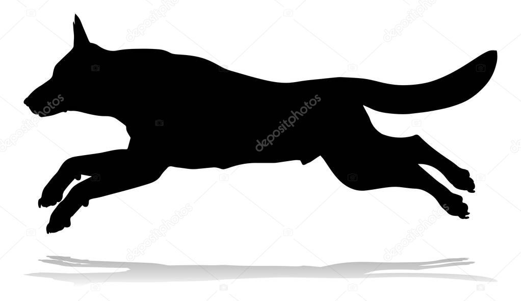A detailed animal silhouette of a pet dog
