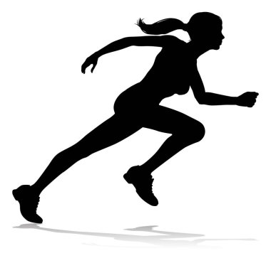 Silhouette runner in a race track and field event clipart