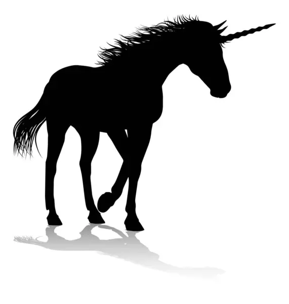 Enhjørning Silhuet Mytisk Hornede Hest Grafik Stock-vektor