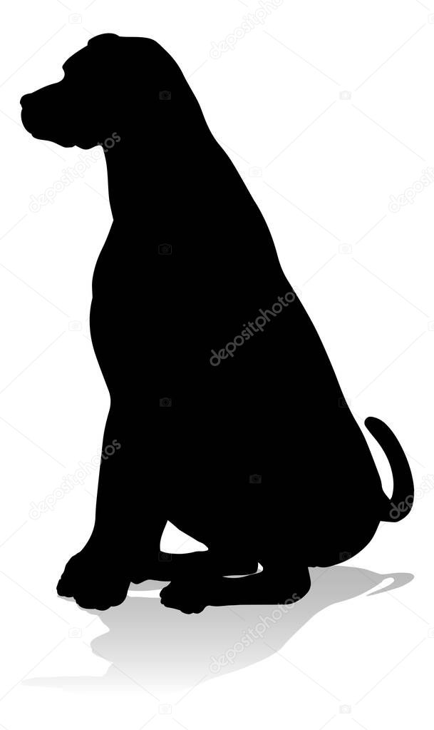 A detailed animal silhouette of a pet dog