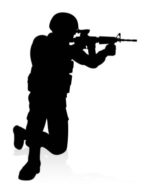 Armed forces high quality detailed silhouette of military army soldier clipart