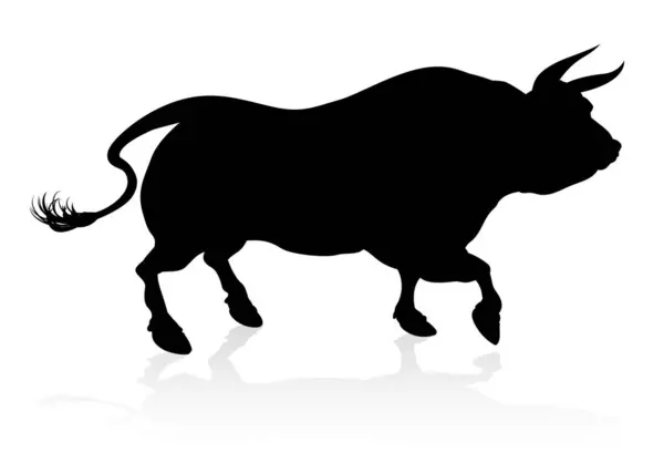 High Quality Detailed Bull Male Cow Cattle Animal Silhouette — Stock Vector