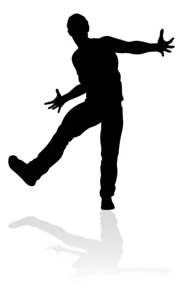 一个男性街舞嘻哈舞者在剪影 免版税图库插图