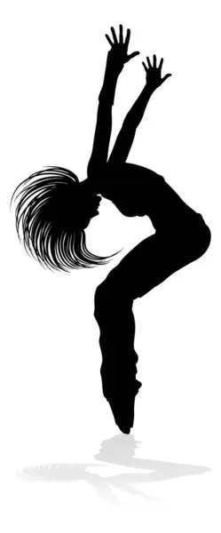 一个女街舞嘻哈舞者在轮廓中 免版税图库矢量图片