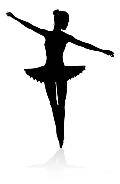 Vysoce Kvalitní Detailní Silueta Baletní Tanečnice Stock Ilustrace