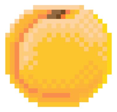 A peach pixel art 8 bit video game style fruit icon clipart