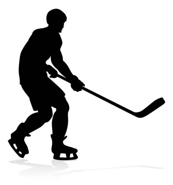 Detaylı bir siluet hokey oyuncusu spor illüstrasyonu