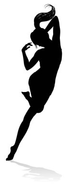 A dancing woman in silhouette graphic illustration clipart