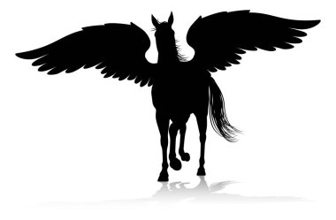 A Pegasus silhouette mythological winged horse graphic clipart