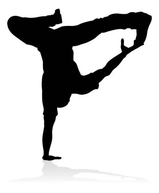 A male street dance hip hop dancer in silhouette clipart