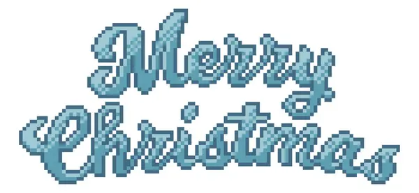 Merry Christmas Message Bit Pixel Art Video Game Style — Stock Vector