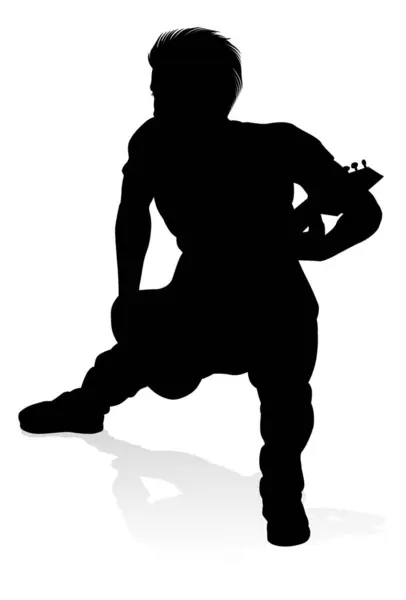 Guitarist Musician Detailed Silhouette Playing His Guitar Musical Instrument Stock Illustration