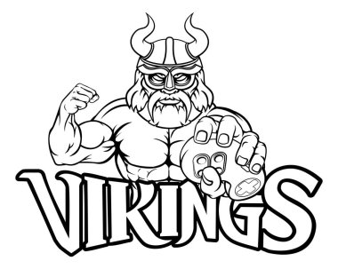 Video oyunları denetleyicisi olan bir Viking ya da gladyatör savaşçı oyun maskotu
