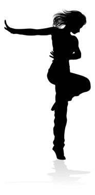 A woman street dance hip hop dancer in silhouette clipart