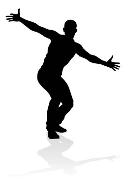 A male street dance hip hop dancer in silhouette clipart