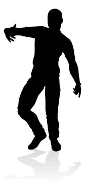 Siluet bir erkek sokak dans hip hop dansçısı