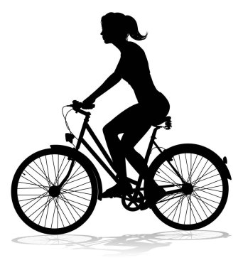Silüet içinde bisiklet süren bir kadın.