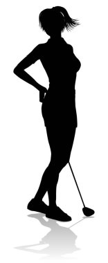A female golfer sports person playing golf clipart