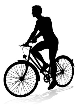 A bicycle riding bike cyclist in silhouette clipart