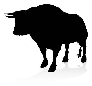 A high quality detailed bull male cow cattle animal silhouette clipart