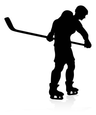 An ice hockey sports player silhouette illustration clipart