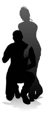 People silhouette of a young man and woman, probably a couple or husband and wife clipart