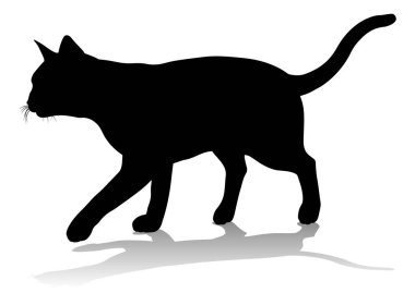 Bir siluet kedi evcil hayvan detaylı grafik