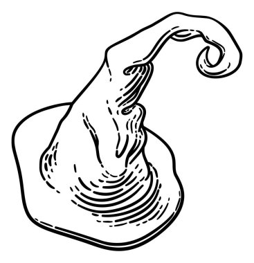 Eski moda ahşap oyma tarzında Cadılar Bayramı cadı şapkası.