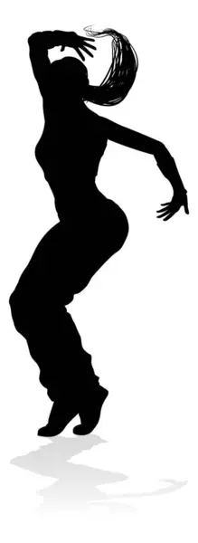 stock vector A woman street dance hip hop dancer in silhouette
